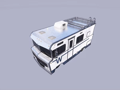 Silver Recreational Vehicle With Roof Rack Side Windows Vent And Exterior Design 3d model