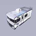 Silver Recreational Vehicle With Roof Rack Side Windows Vent And Exterior Design
