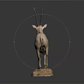 Light Brown Oryx Taxidermy Mount With Long Horns Rock Base