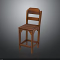 Solid Wood Bar Stool With Backrest And Smooth Seat For Kitchen Furniture