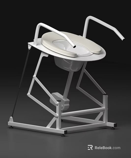 Medical Commode Chair With Sturdy Steel Frame For Patient Bathroom Safety 3d model 