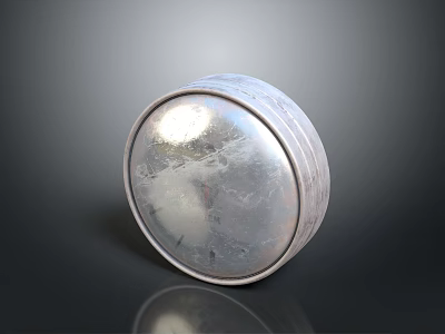 Sleek Round Metallic Electronic Device Casing With Shiny Textured Surface Design 3d model