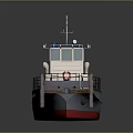Small Work Vessel With Blue Top White Body Green Deck And Red Bottom