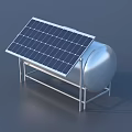 Shiny Stainless Steel Cylindrical Tank With Metal Stand Against Blue Sky