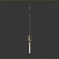Golden Scepter With Ornate Decorative Chains Spiked Top And Crystal Base