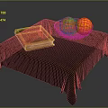 Green Tablecloth Covered Table With Golden Book Fruit Bowl For Home Living