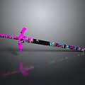 Vibrant Fantasy Weapon Sword With Pink Hilt Multicolored Blade And Shiny Reflection