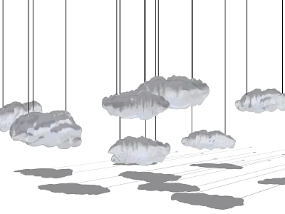 Hanging Cloud Shaped Chandeliers For Modern Interior Space With Decorative Shadows 3d model