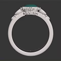Elegant Silver Ring With Blue Central Gemstone And Surrounding Diamond Accents 3d model