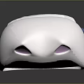 Cute Cat Ear Robot With White Body Green Eyes Standing On Gray Background