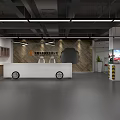 Spacious Indoor Workspace With Glass Partitions Gray Flooring White Arrow Markings And Ceiling Lights