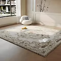 Square Rug With Ornate Patterns On Wooden Floor Near White Chair Lemon And Book