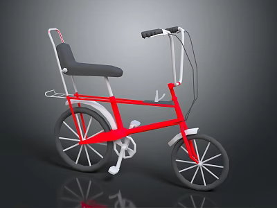 Red Bicycle With Black Seat White Frame Handlebars And Two Wheels 3d model
