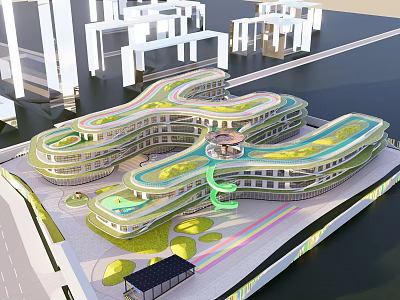 Kindergarten architectural landscape 3d model