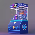 Blue Neon Claw Machine Arcade Game With Plush Toys And Coin Operated Design
