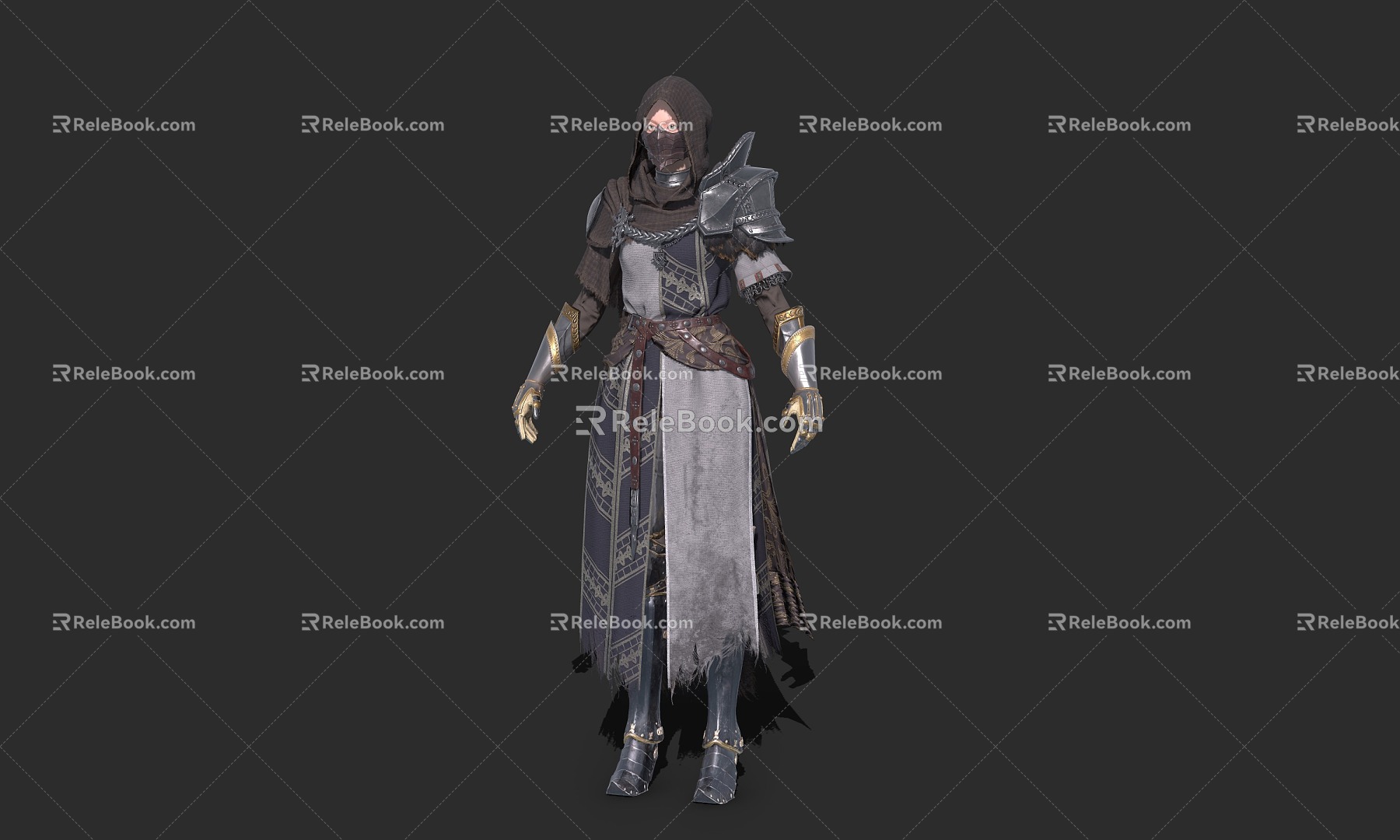 Medieval female warrior assassin 3d model