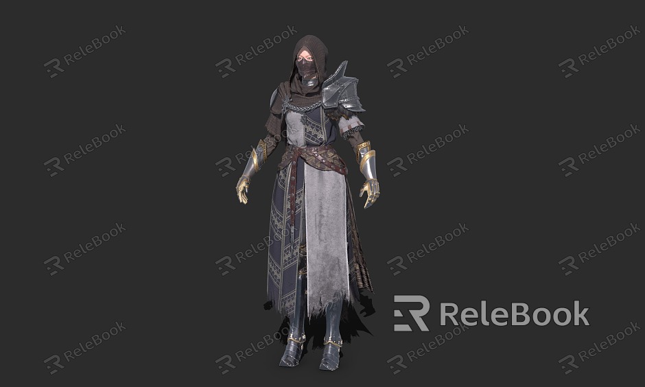 Medieval female warrior assassin model