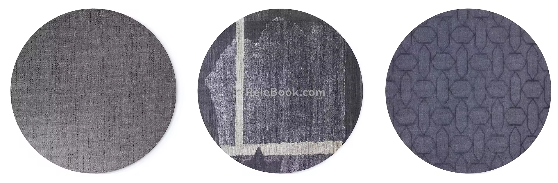 Modern round carpet gray blue abstract pattern round carpet combination 3d model