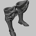 Silver Spiked Metal Combat Boots Weapon With Decorative Armor And Intricate Details
