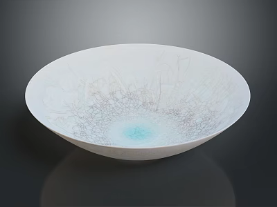 Modern Home Furniture Decorative Bowl With White Ceramic Pattern And Blue Center Design 3d model
