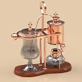 Stylish Copper Kitchenware with Glass Container and Wooden Base for Coffee Brewing