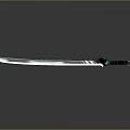 Sleek Modern Metallic Sword Featuring Shiny Blade And Green Accent Design