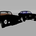 Two Black Classic Vintage Cars With Retro Design And Chrome Details