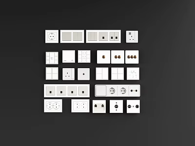 Various Modern Electrical Switch Panels With Different Design Styles For Home Use 3d model