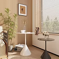 Stylish Living Room Interior With White Side Table Green Plants And Decorative Items