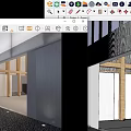 Modern Architectural Rendering With Wooden Frame Glass Facade And Metal Panels Entrance
