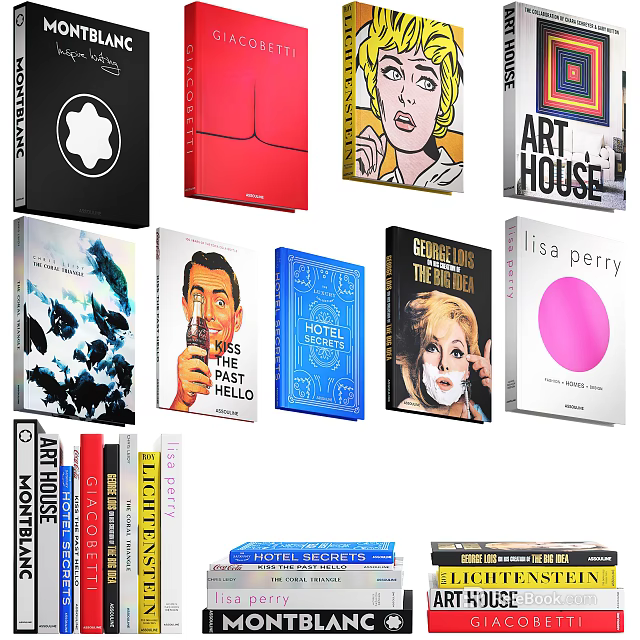 Colorful Book And Magazine Covers Showcasing Diverse Artistic Design Styles 3d model 