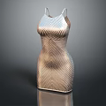 Metallic Gold Chevron Striped Sleeveless Dress Modern Fashion Design