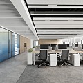 Public office area, small meeting room, negotiation room, telephone room, desk combination, open office 3d model