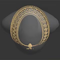 Gold Geometric Pattern Ring Fashion Clothing Accessory With Transparent Base