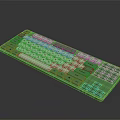 Green Computer Keyboard With White Keys And Standard Layout For Home Office Use 3d model