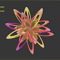 Modern Flower Shaped Decorative Sculpture With Silver Metallic Petals And Red Center