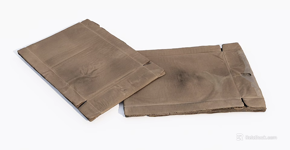 Two Brown Paper Bags With Folded Edges For Packaging Solutions 3d model 