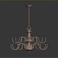 Copper Light Fixture Combination With Multiple Arms And Decorative Bulbs For Modern Indoor Decoration
