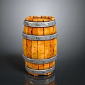 Rustic Wooden Barrel With Metal Hoops And Natural Wood Grain Texture
