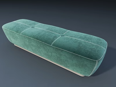 Teal Upholstered Bench With Modern Design White Stitching And Soft Cushioned Surface 3d model