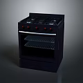 Black Kitchen Gas Stove Oven Combination Appliance With Four Burners And Modern Design