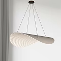 Modern Curved White Pendant Light With Glowing Bulb In Window Scene