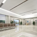 Modern Spacious Health Checkup Center Interior With Reception Desk And Waiting Chairs