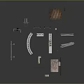 Assorted Architectural Design Components With Curved Structures Wooden Panels And Decorative Elements