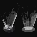 Transparent Funnel Shaped Garden Ornament With Circular Base And Decorative Plant Like Design
