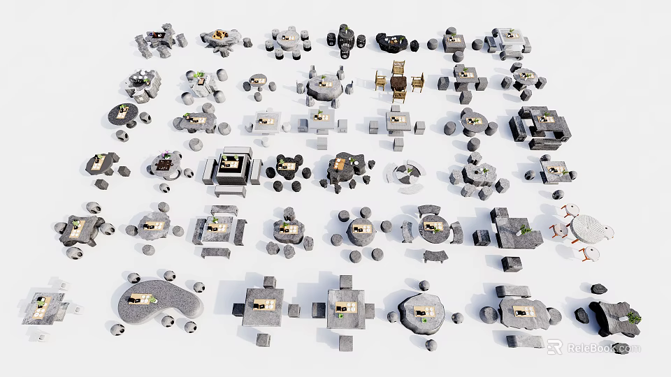 Assorted Table and Chair Sets with Unique Styles for Home Interiors 3d model