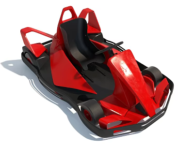 Red Go Kart With Black Seat Aerodynamic Design And Sporty Wheels 3d model