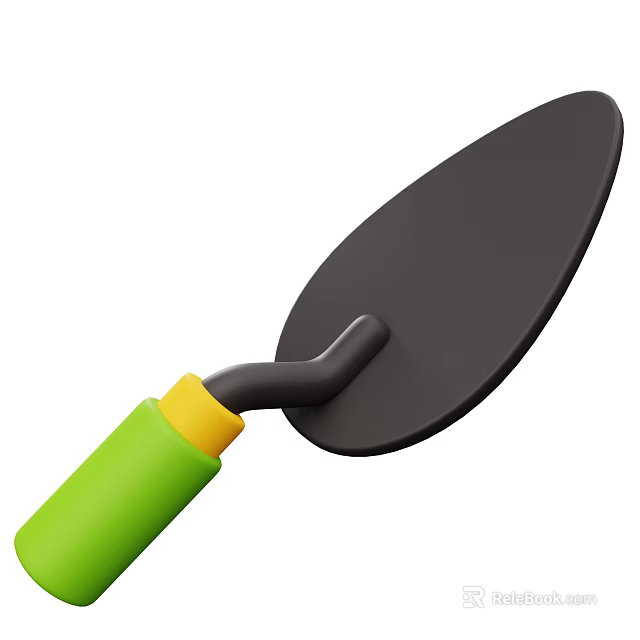 Industrial Trowel Tool with Green Handle Yellow Section and Black Blade 3d model 
