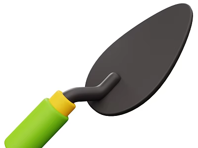 Industrial Trowel Tool with Green Handle Yellow Section and Black Blade 3d model