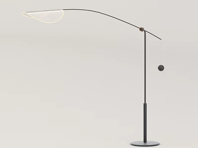 Modern Arched Floor Lamp With Long Strip Shade Black Pole And Round Base 3d model
